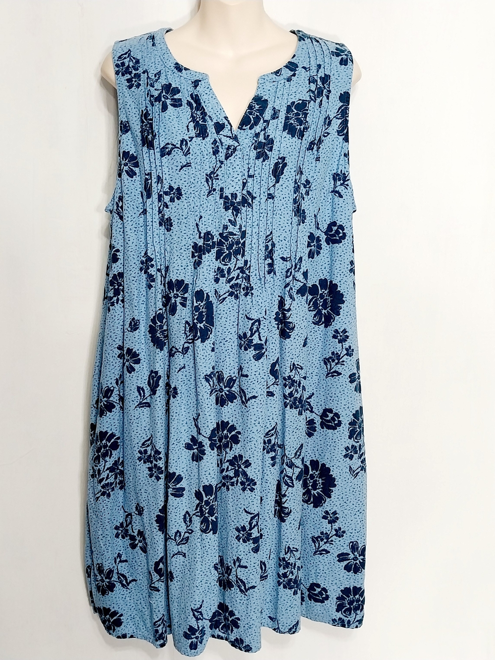 🔵BOGO FREE🔵 Sonoma Dress Blue Floral Sleeveless Linen Rayon Sz XL